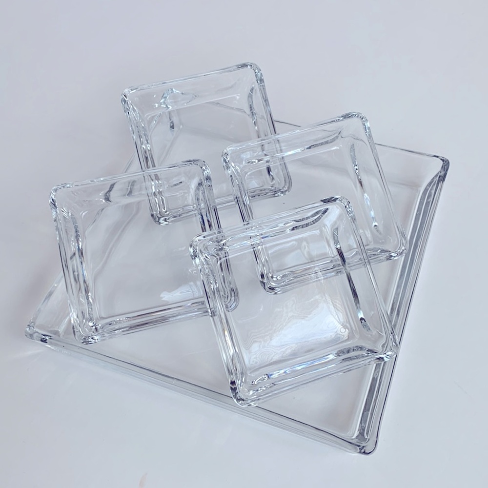 CRATE & BARREL Serve-ware Glass Platter Set of 5 for Entertaining - Picture 11 of 11